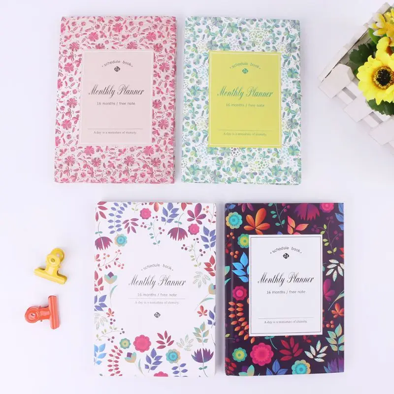 

Korean Vintage Flower Schedule Yearly Diary Weekly Monthly Planner Organizer Notepad School Office Supplies