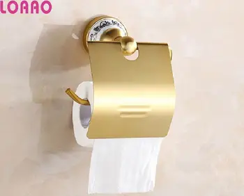 

LOAAO Aluminum tissue box ceramics home storage racks Bathroom holder tissue holder gold color Bathroom racks Storage Shelf