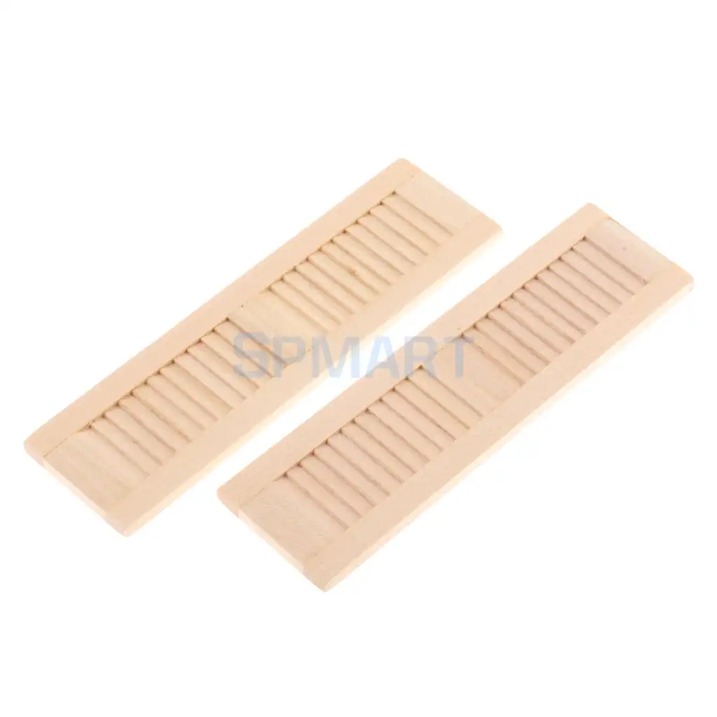 Set of 2pcs Handmade 1/12 Dollhouse Miniature Wooden Shutters DIY Window Furniture Decoration Accessories