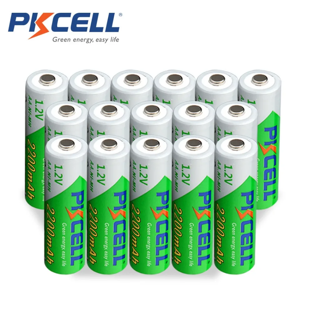 16 шт.* PKCELL AA 1,2 V 2200mAh Ni-MH аккумуляторные батареи 1,2 Вольт 2A низкий саморазряд батареи+ 4 аккумуляторные батареи