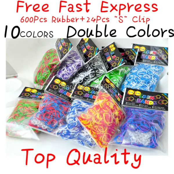 Fun loom kit double colors glitter rubber bands,tie dye glitter rubber
