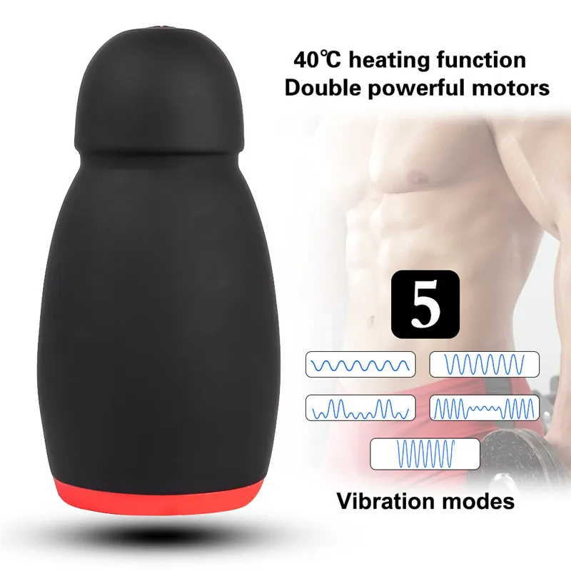 Heating Oral Sex Cup Smart Male Masturbation Vibrator 5 Speeds Penis Exercise Delay Massage Cup Suck Silicone Sex Toys for Men