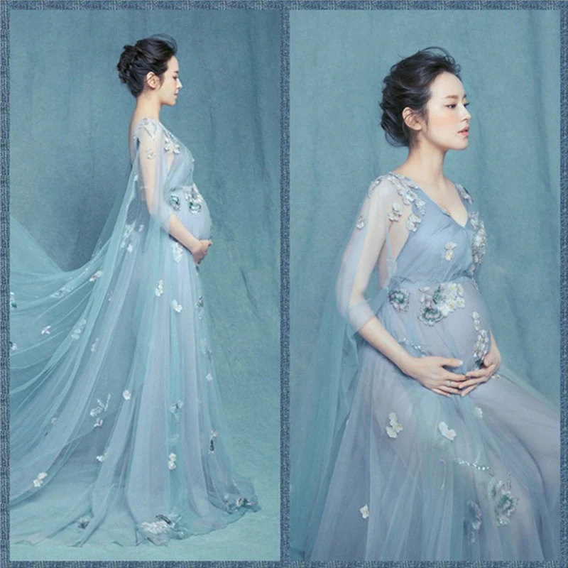Pregnant Mother Dress Maternity Photography Props Baby Shower Gift Pregnancy Lace Dress Clothes For Pregnant Photo Shoot Custome
