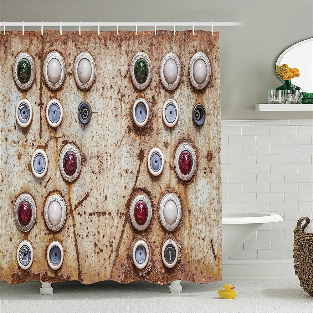 

Industrial Decor Shower Curtain Set An Image Of Old Switching Panel Authentic Antique Broken Engine Control Tools Sign Photo Bat