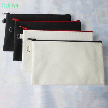 

19.5*11cm Black cotton canvas cosmetic bags DIY women blank plain zipper makeup bag phone clutch bag Gift organizer cases 200pcs