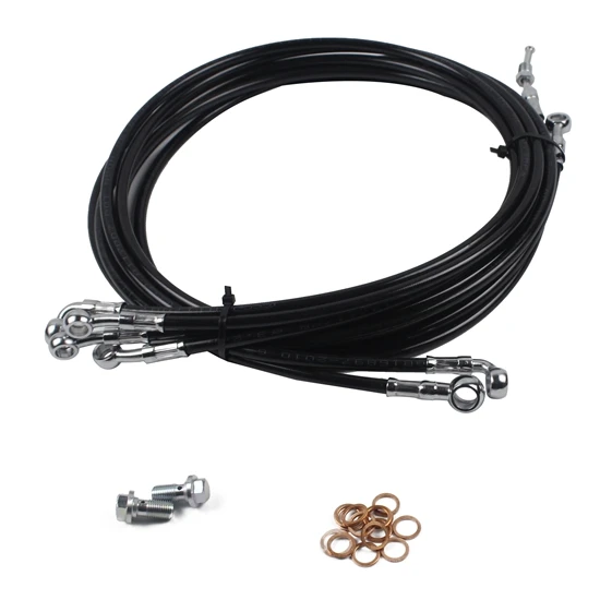 Хромированная нержавеющая Комплектная вешалка для руля 14 ''15'' 16 ''Ape, кабели для тормозной линии, комплекты для Harley Touring моделей w/ABS - Цвет: Black