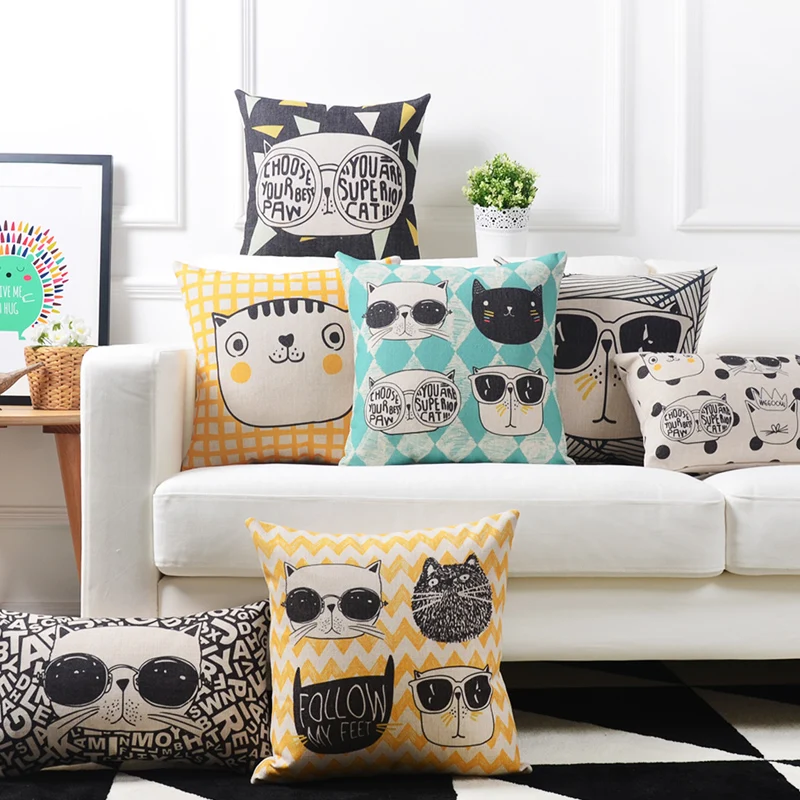 Drop Ship Cool Cat Pillow Cover Geometric Chevron Cushion Throw Home Decor Pillowcase Decorative Pillowsham | Дом и сад