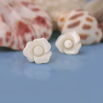 

(26097-G)10PCS 10MM Natural Freshwater Shell Hand Carved Flower Beads Caps Diy Jewelry Findings Necklaces Earrings Accessories