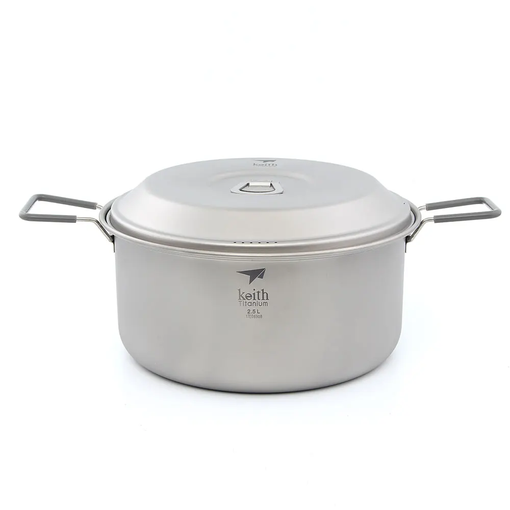 

Keith KP6018 Titanium Soup Pot Ultralight Outdoor Camping Cookware Picnic Cooking Pot 2500ml Ti6018
