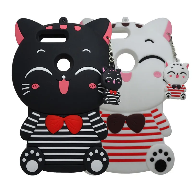

Cute Cat For huawei honor 8 case Cover 3D Cartoon Lucky cat Soft Silicon Cover coque For honor 8 Phone Bags For honor8