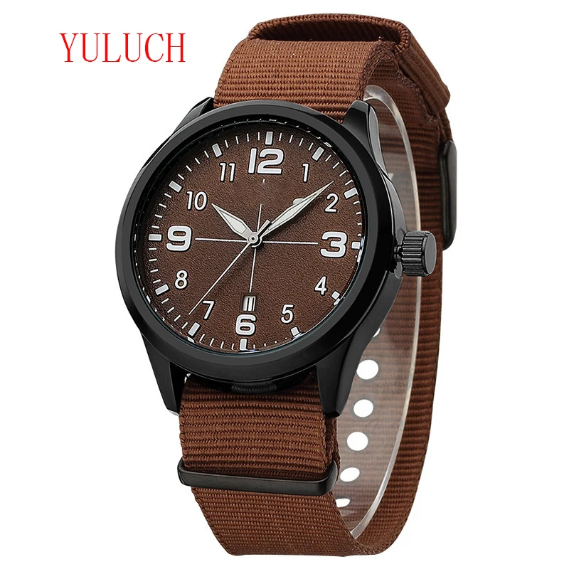  YULUCH 2018 Fashion popular brand men's quartz watch casual boy retro canvas national military cale