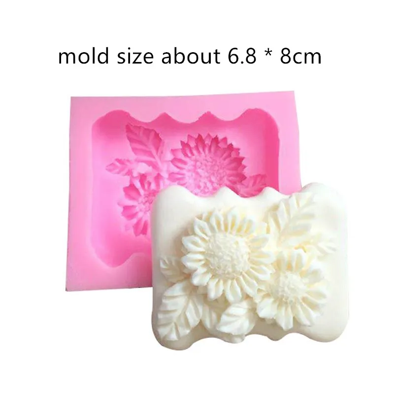 

cake silicone chocolate mold sunflower chrysanthemum pattern Rectangle Soap mold Hand Make Craft Flower Soap Silicone Mold