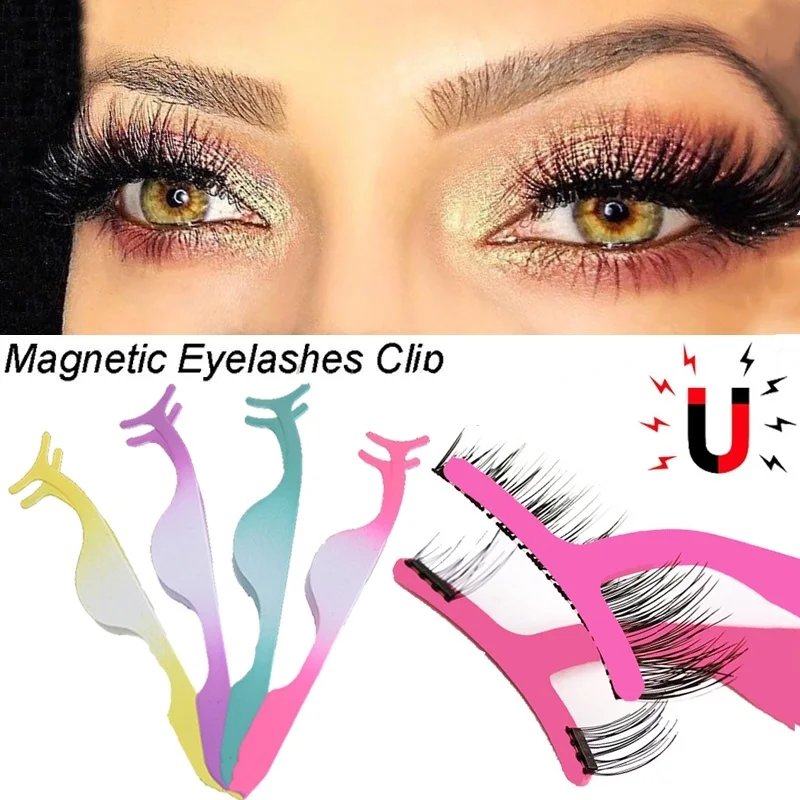 

1PC False Eyelash Tweezers Fake Eye Lash Applicator Eyelash Extension Curler Nipper Auxiliary Clip Clamp Makeup Forceps Tools