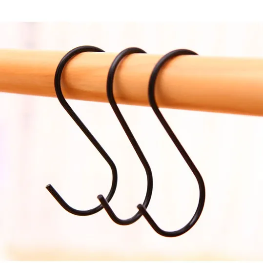 Free shipping 9 Pcs/lot Black Universal Stainless Steel S type hook