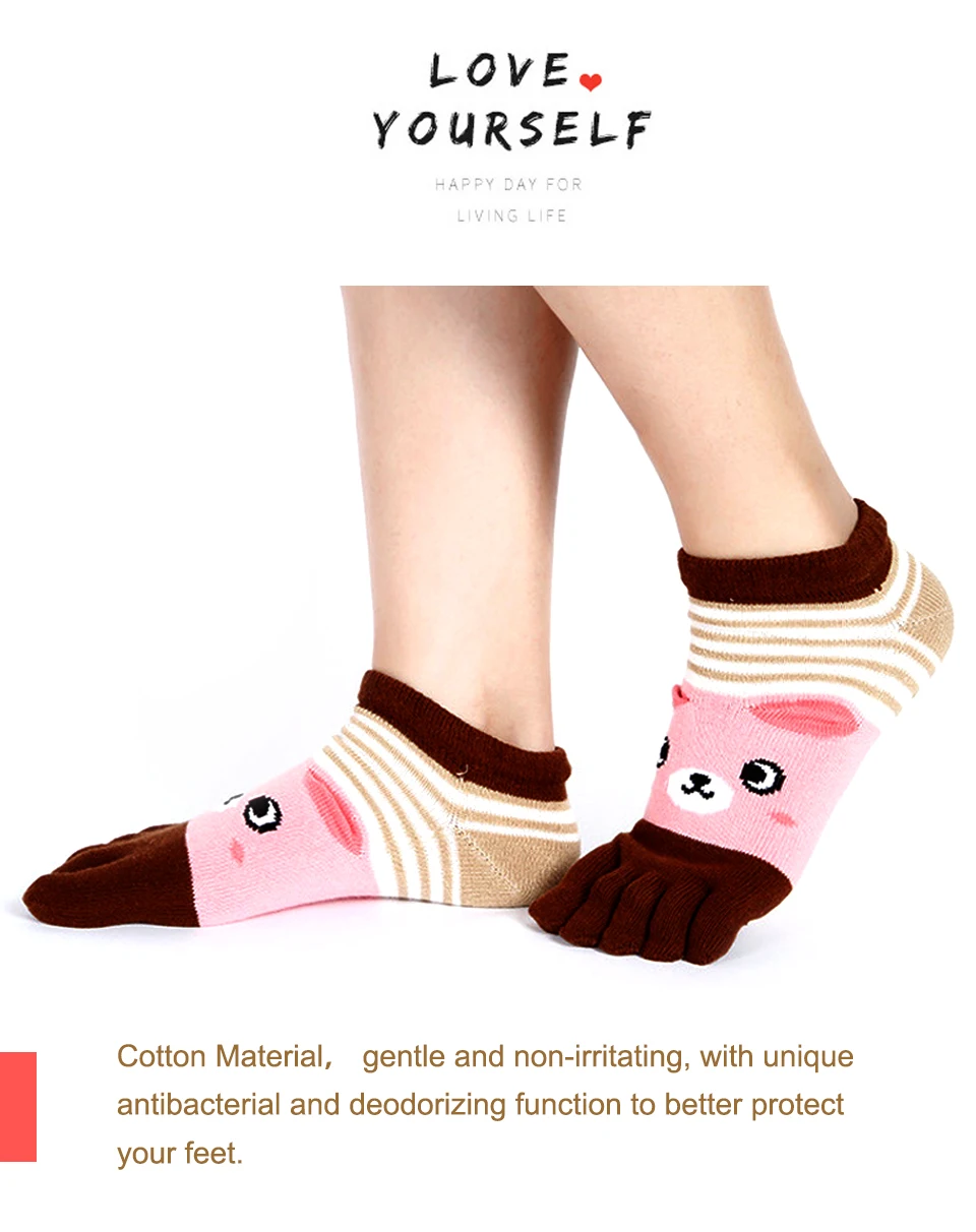 Fancy Pumpkin Cute Cartoon Design Women Five Toes Finger Socks calcetines casuales de invierno para mujeres
