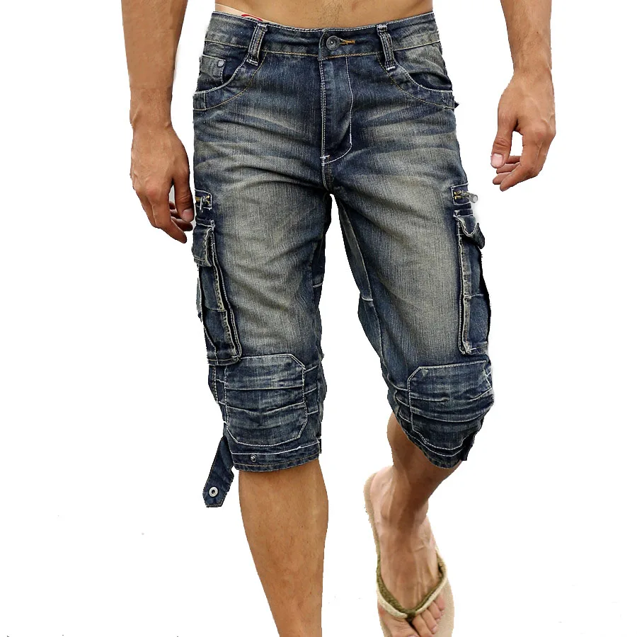 UUYUK Men Oversized Washed Straight Leg Summer Multi-Pocket Cargo Shorts