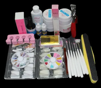 

Hot sale Pro Nail Art UV Gel Kits Tools & 7 Brush Nail Tips Set Glue Rhinestone Block