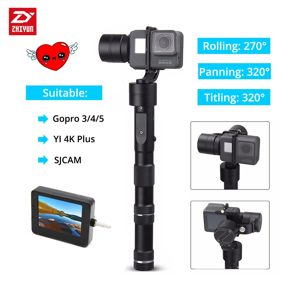 

Zhiyun Z1 EVOLUTION 3 Axis Gimbal Brushless 320 Degree Moving Handheld Gimbal Stabilizer for GoPro sjcam YI Action Cameras