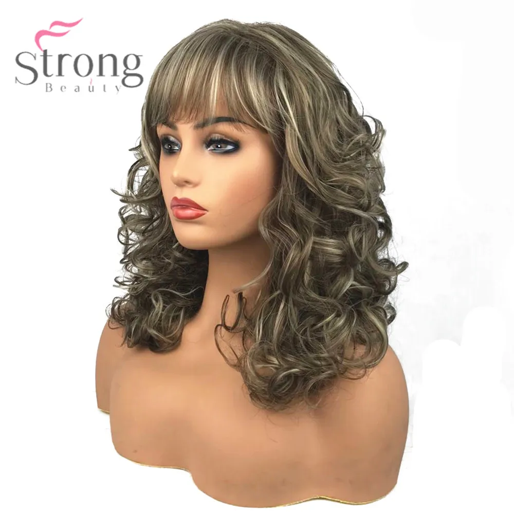 StrongBeauty Женские синтетические парики длинные вьющиеся волосы бежевый блонд микс монолитным натуральные парики