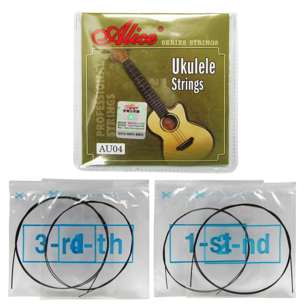 Alice Ukulele Strings Nylon 4 Strings Black for 21" 23" Ukulele Parts