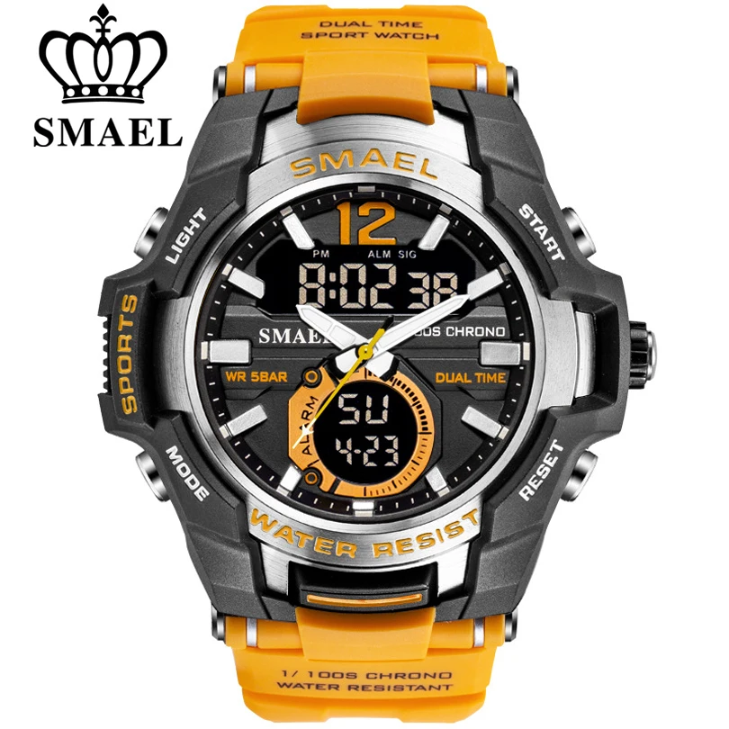 Günstig 2019 SMAEL Sport Uhr Männer Uhren Wasserdicht 50M Armbanduhr Relogio Masculino Große Zifferblatt Quarz Digital Military Armee Uhr 1805