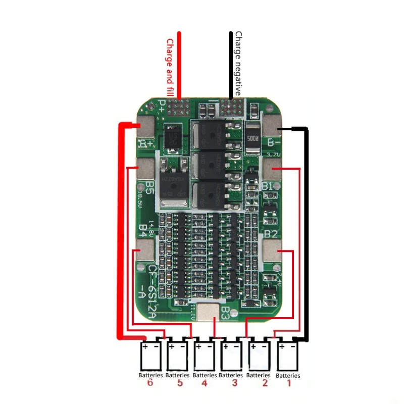 6S 15A 24V BMS Защитная печатная плата для 6 пакетов литий-ионных литиевых батарей 18650# Aug.26