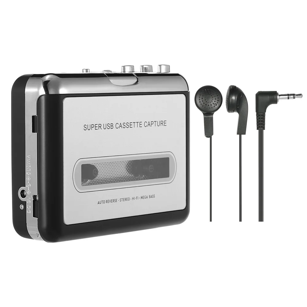 USB Cassette Capture Tape-to-MP3 Converter into Computer Stereo HiFi Sound Quality Mega Bass Audio Music Player | Электроника