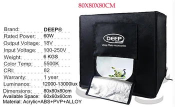 

Deep Photo Tent 80x80x80cm Photo Studio Softbox with 2LED 80cm Studio Photo Box Dimmer Switch in RU stock
