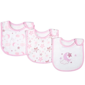 

3pcs / Set Baby Bib Burp Cartoon Printing Cotton Blends Baby Scarf Meal Collar Burp Snap Button Baby Bibs