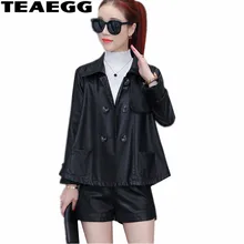 TEAEGG Весна Осень Высокое качество Pu женская кожаная куртка Jaqueta Feminina De Couro женские кожаные куртки верхняя одежда AL679