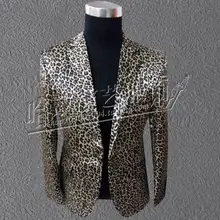 Мужская повседневная леопардовая куртка для ночного клуба, Мужской Блейзер ди-Джея танцевальный сценический костюм, костюмы! S-3XL