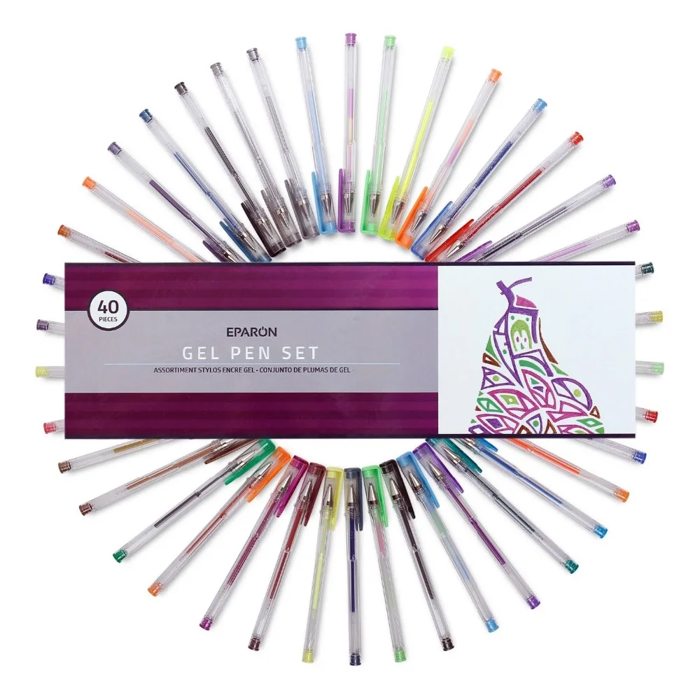 

EPARON Painting Ink 40-piece Gel Pen Set With Case 40 Unique Colors for School Art Supplies
