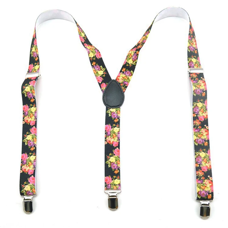 

OnnPnnQ Fashion Print 3Clips Elastic Adjust Suspenders Hot Sale Personality Adult Braces 2.5 cm Wild Suspenders For Women Men