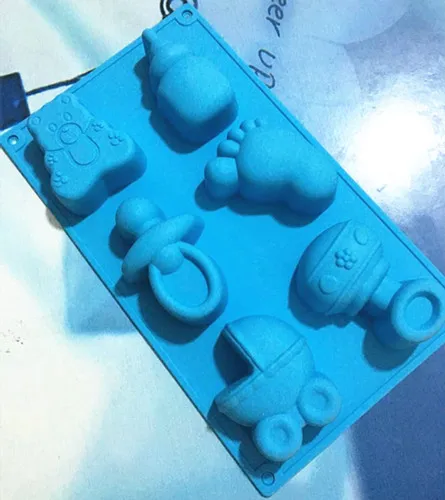 6 Cavity Baby goods shape Silicone soap mold  handmade Chocolate Fondant cake mould Baking mold DIY Decoration tools