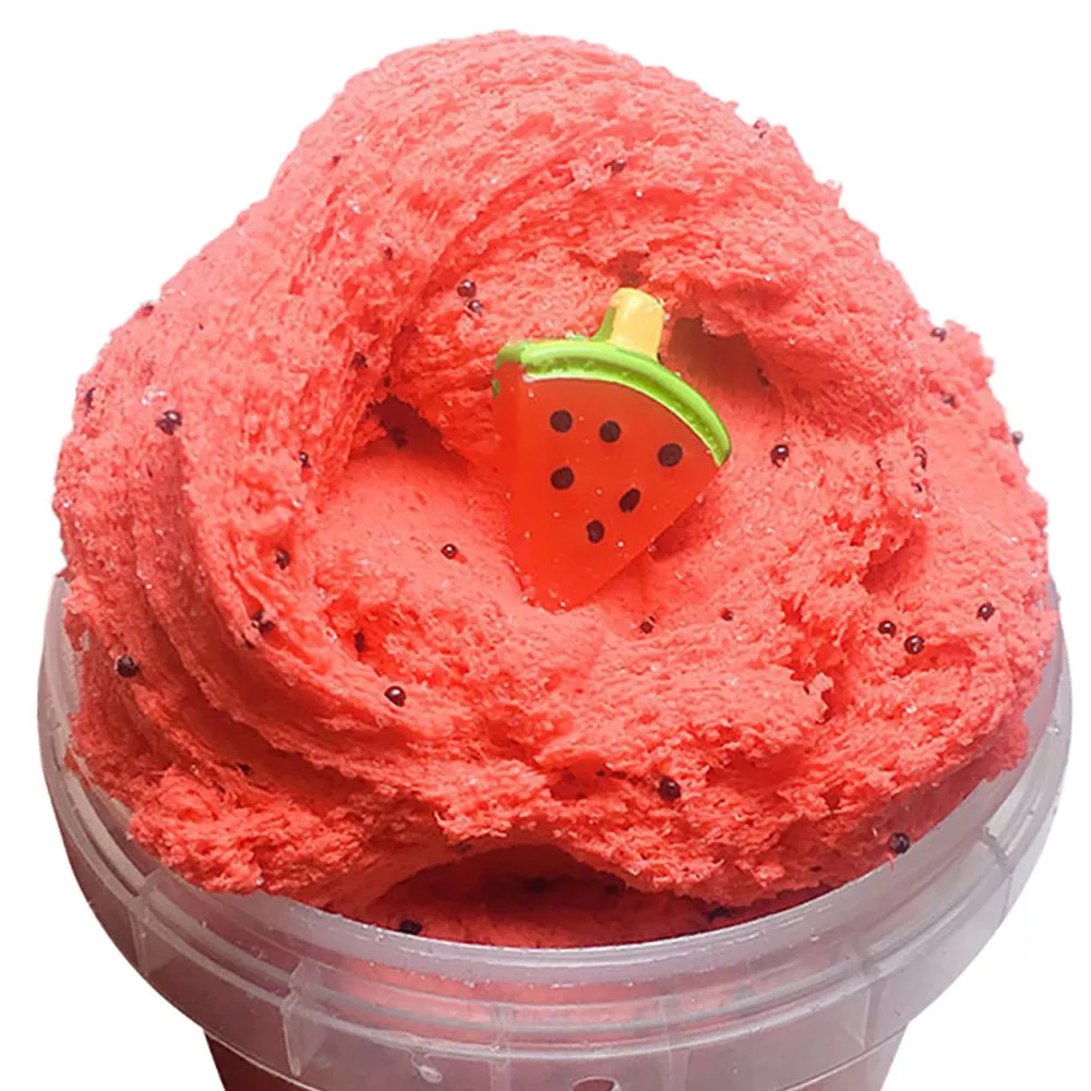

Watermelon Fruit Fluffy Foam Slime Clay Putty Scented supplies DIY light cotton soft charms Baba Cloud stress Kit children toy