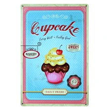 [Mike86] ели хорошо чувствую себя хорошо Кондитерская капкейков металлическая табличка в стиле ретро Декор старые настенные художественные промыслы, 20*30 см, в ассортименте предметы B-331