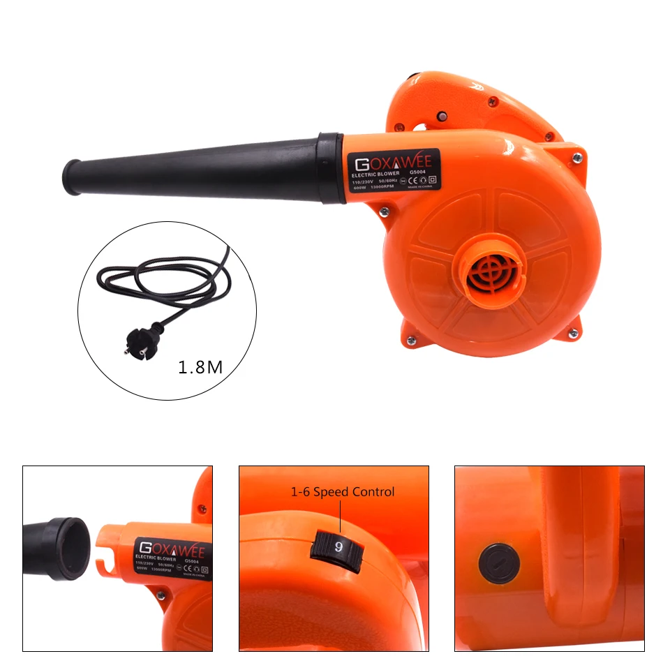 GOXAWEE 220V Electric Air Blower 6 Speed Control Home Vacuum Hand Turbo Fan Computer Car Dust Cleaner Collector Blowing Remover