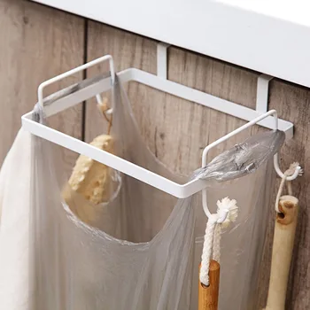 

Kitchen Garbage Bags Racks Stainless Steel Metal Hanger Storage Rack Cabinet Door Trash Organizer Rack Holders