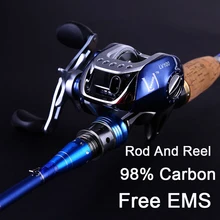 Sougayilang 2.1m UL Surf Casting Rod 99% Carbon Fiber Lure Baitcasting Rod Power Casting Fishing Rod and Reel Combos