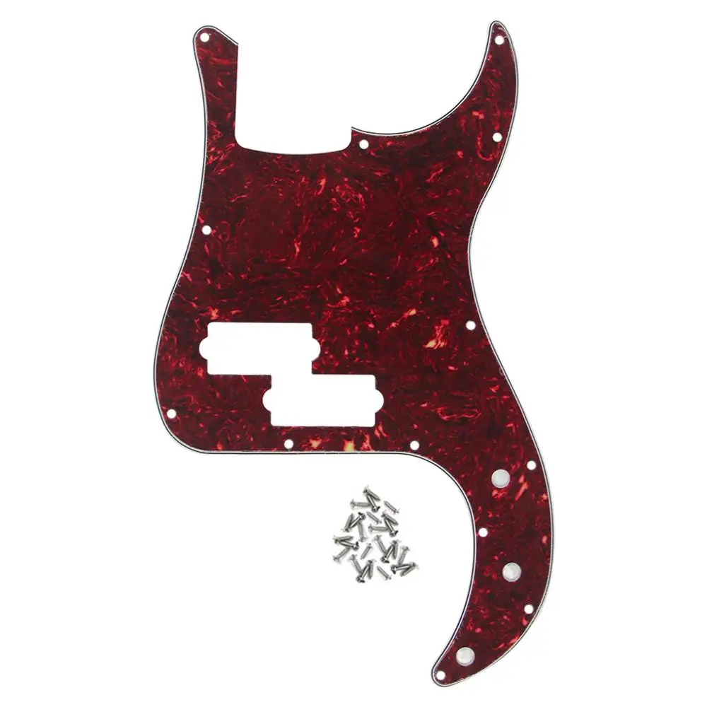 FLEOR 1 шт. 13 отверстий Bass Pickguard 4 струны электрогитары скретч пластины и винты для PB P бас гитары запчасти, 4 цвета на выбор - Цвет: Red Tortoise 4ply