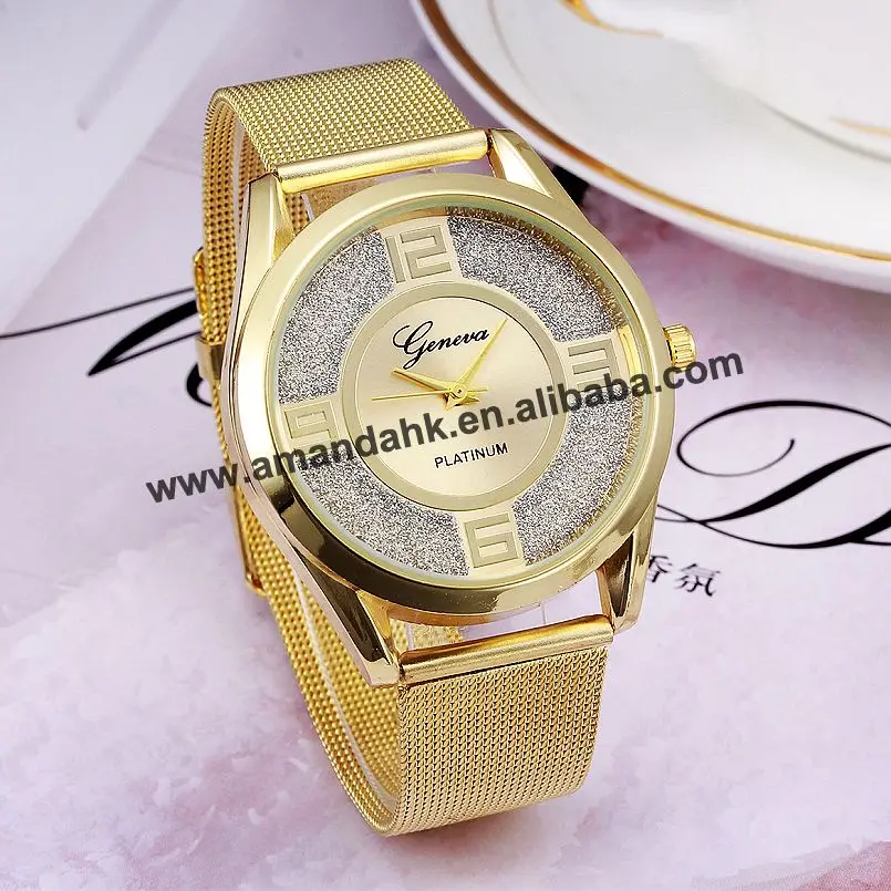 Оптовая продажа модные женские Сверкающие Золотые часы горячая Распродажа