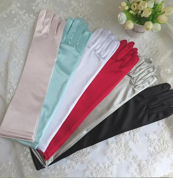 Женские однотонные длинные перчатки женские атласные сексуальные R2007|long gloves