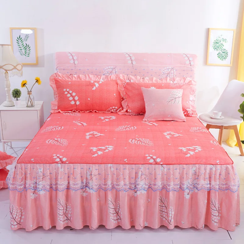 

1pc New Sanding Lace Bedspread Fashion Queen Bed Skirt Thickened Fitted Sheet Two-Layer Single Double Bed Dust Ruffle