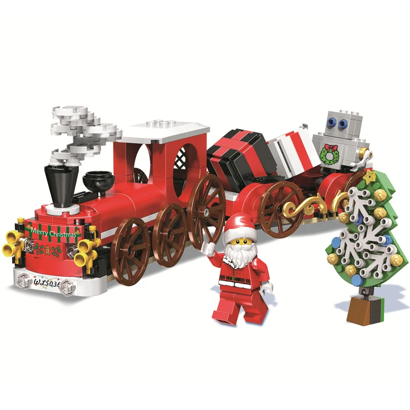 

Creator Christmas Train Snowglobe Santa Claus Building Block Brick DIY Toys for children Christmas gifts legoingly juguetes