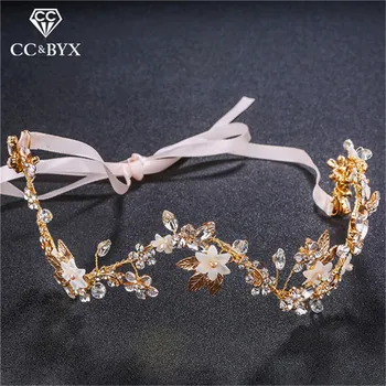 

CC Headband Hairbands Crwons Flower Wavy Shape Engagement Wedding Hair Accessories For Bride Jewelry Rhinestone Beads Gift hx114