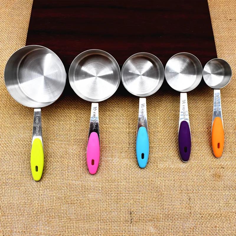 

5PCS/LOT Stainless Steel Kitchen Colourworks Measuring Spoons Cup Set Candy Color Cuchara Kitchen Tools for Baking NR 001