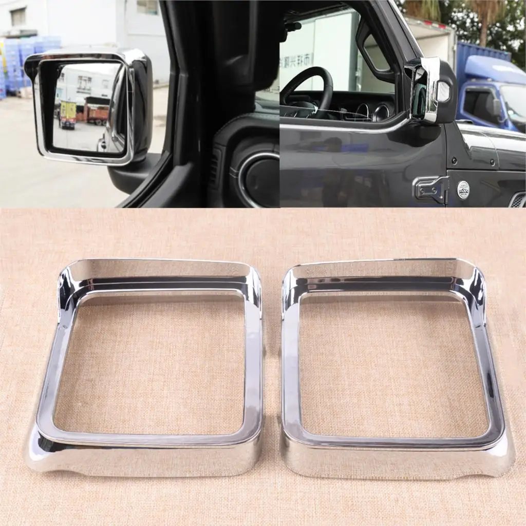 

CITALL 2PCS Car Rearview Mirror Rain Eyebrow Decoration Frame Cover Trim Chrome ABS Fit For Jeep Wrangler JL 2018