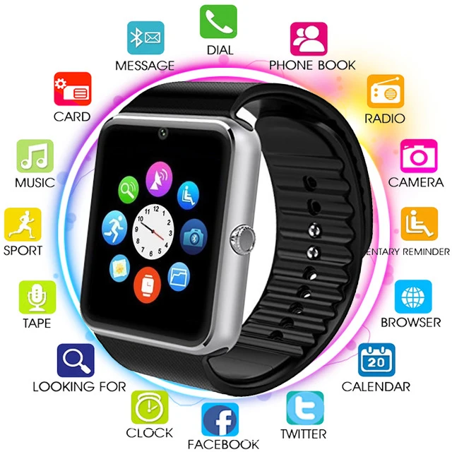 

Bluetooth Smart Watch Men Women Message Remind Health Camera Pedometer Touch Run Sport Watch Support TF Sim Card For Android IOS
