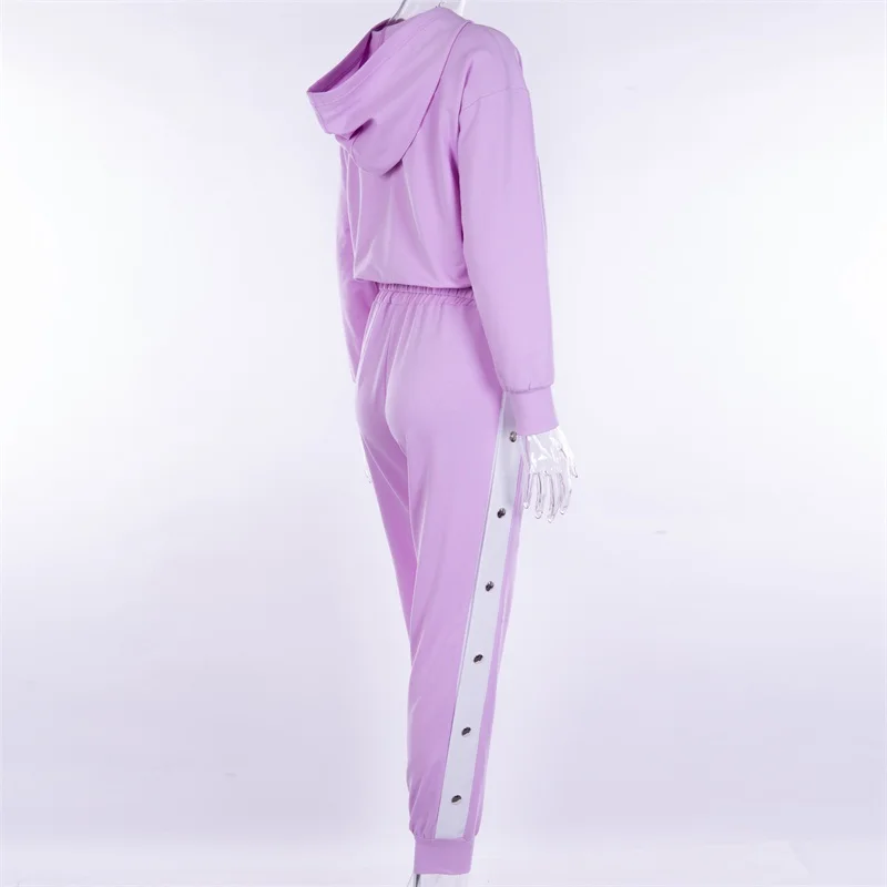InstaHot осенний дизайн женский комплект из 2 шт., 4 цвета есть фиолетовый цвет худи с пуговицами укороченные штаны женские повседневные комплекты, мода зимы