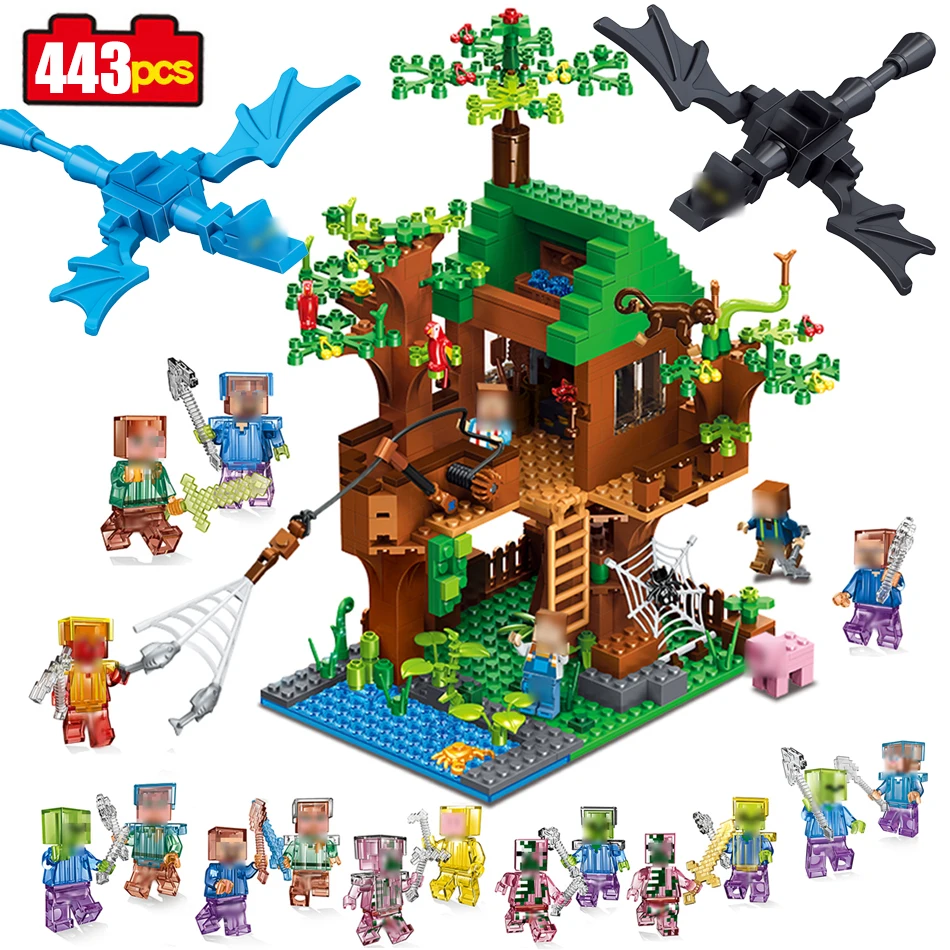 

443pcs mine World Series Island Forest House Model Building Blocks Compatible Legoed Minecrafted village brick toys for children